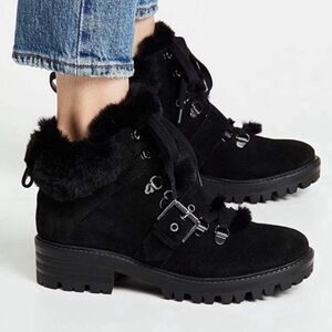 Kendall & Kylie “Edison” Black Suede Fur Boots